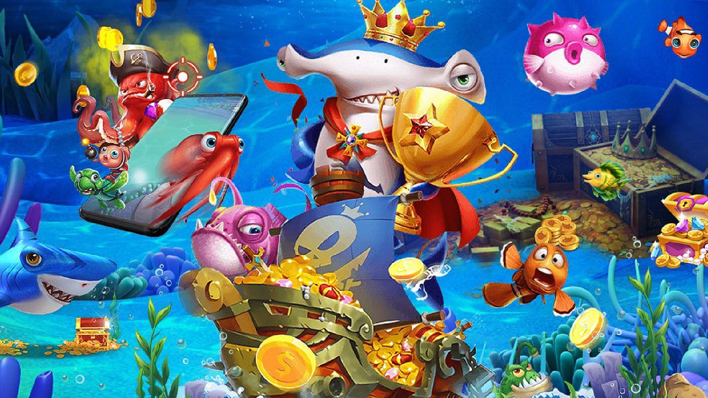 ฉากเกมยิงปลาพร้อมเป้าหมายบนหน้าจอ 37win